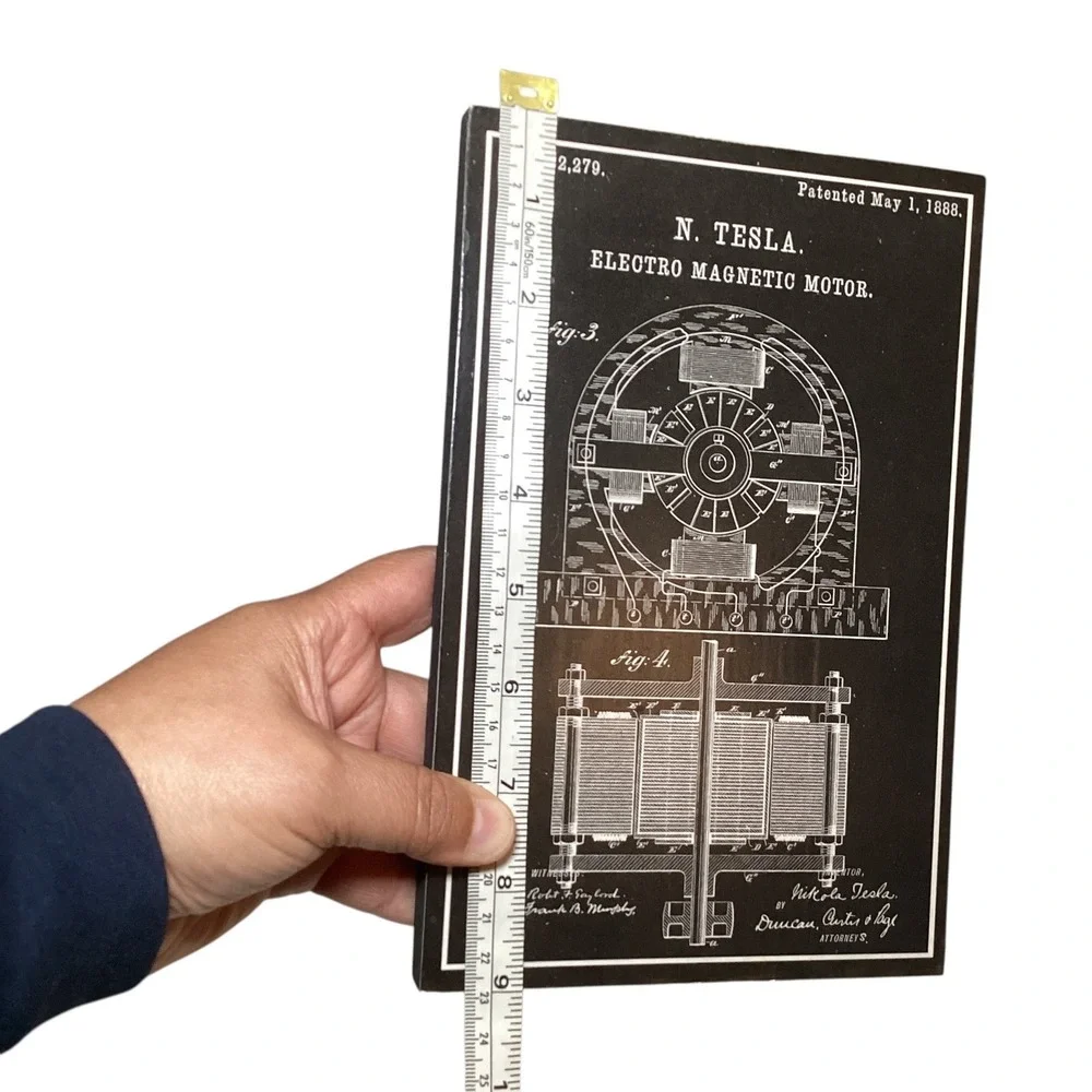 Nikola Tesla Electro Magnetic Motor Patent Art Plaque 1888 Science Decor 6